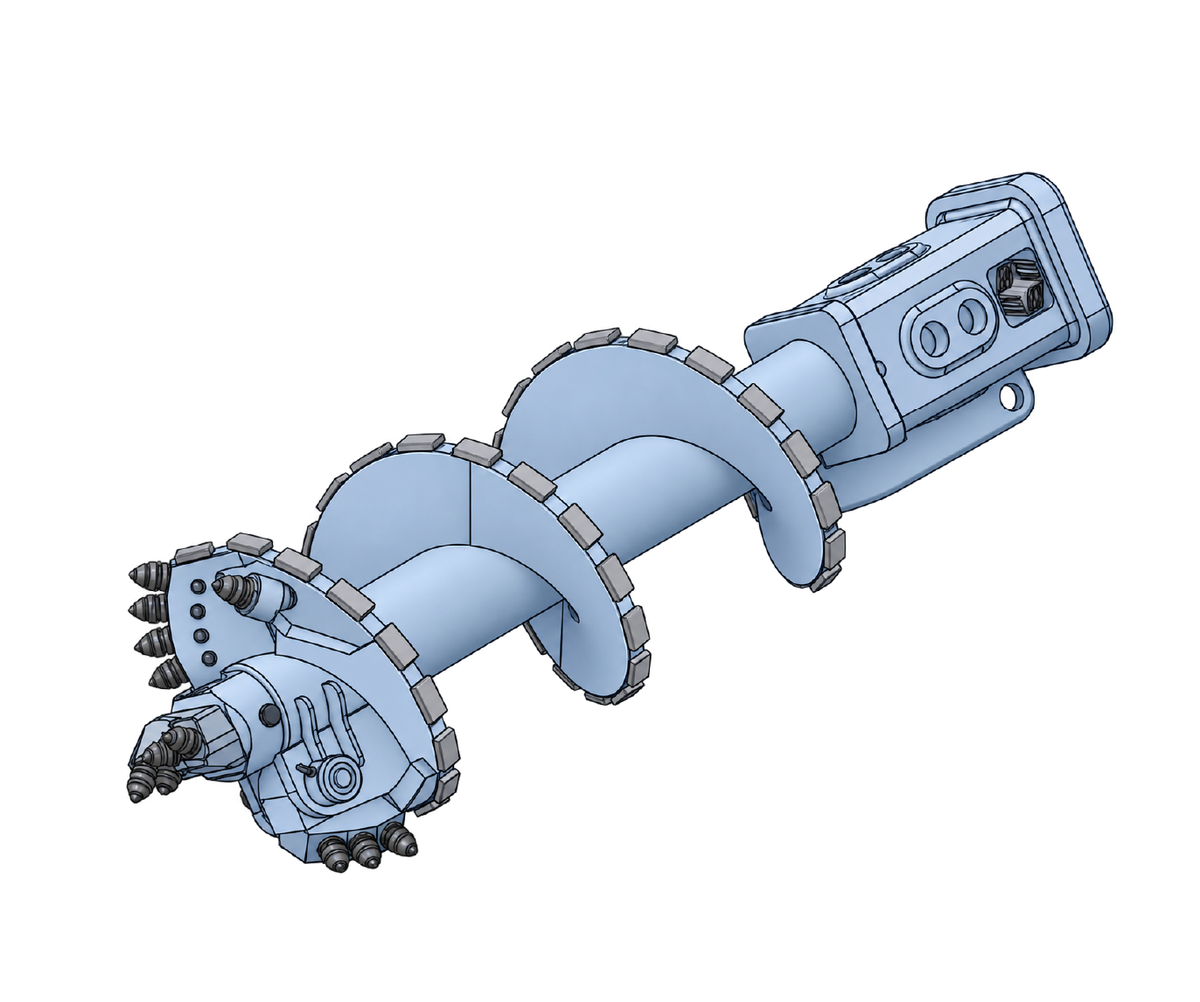 Single Cut Flat Rock Auger - With Extension Arm